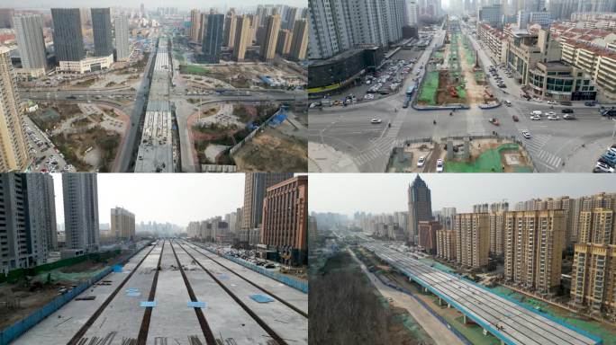 菏泽长江快速路 航拍 施工 城市建设