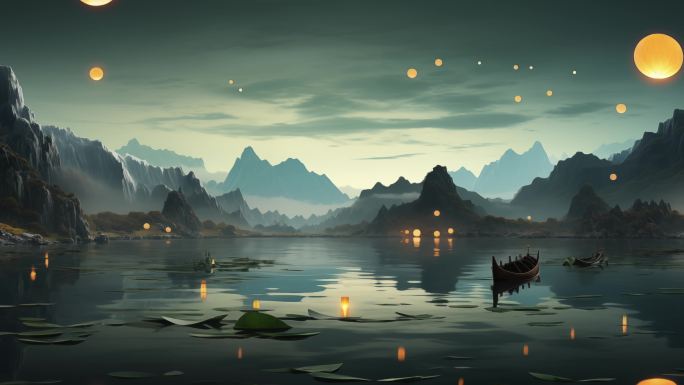 【4k】 夜景 古典 中国 山水