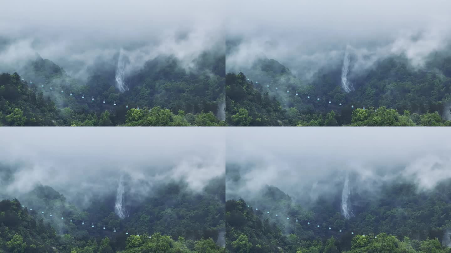 云雾下的庐山瀑布