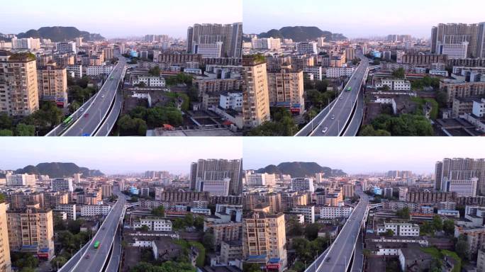 航拍 车流 交通 城市风光