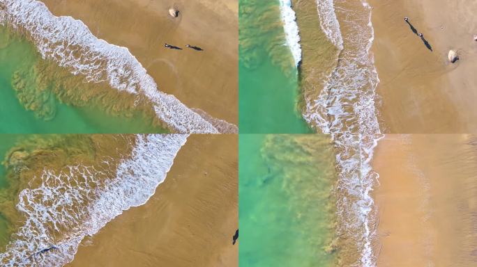 大海海边海水海浪沙滩海滩航拍海岸线风景唯