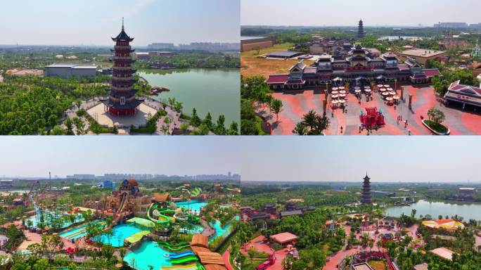 航拍鹰潭方特东方神画 方特水上乐园