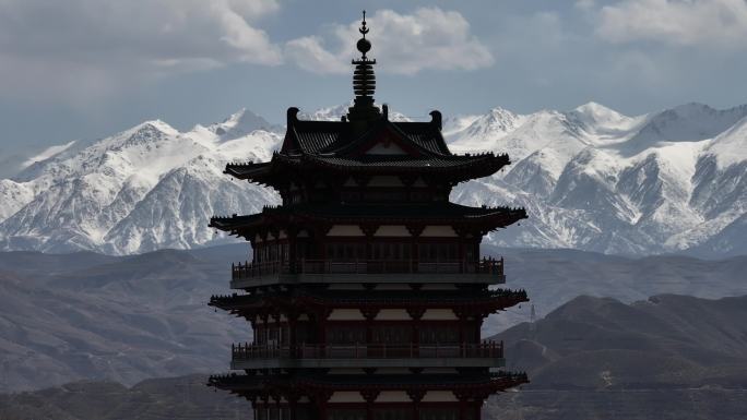 海东 乐都 朝阳山公园 朝阳阁 南山积雪