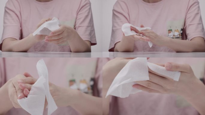 湿纸巾擦手 湿巾素材纸巾消毒 手部卫生