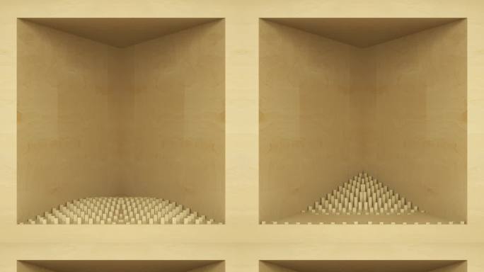 【裸眼3D】自然立体木条竖条折角方形空间