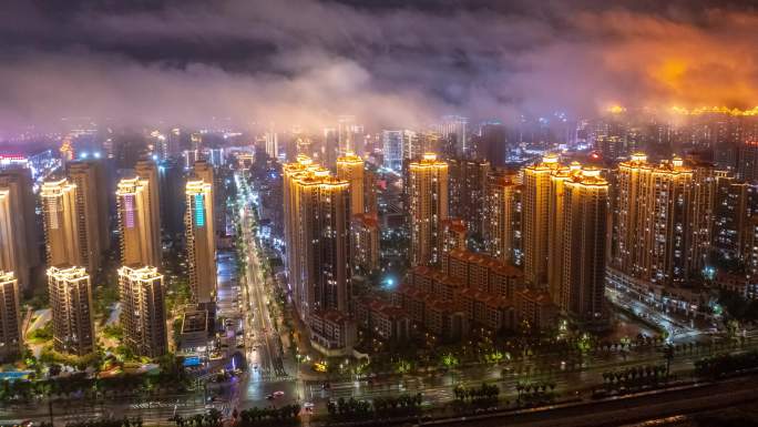 泉州市洛江区城市夜景航拍延时