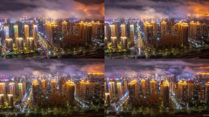 泉州市洛江区城市夜景航拍延时