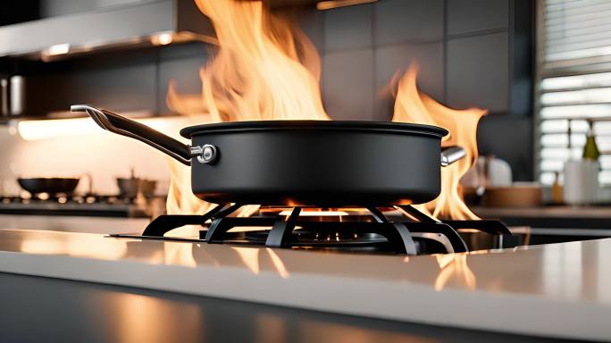 厨房灶具着火火焰煤气安全