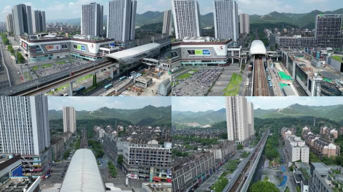 重庆大学城尖顶坡地铁站航拍4K