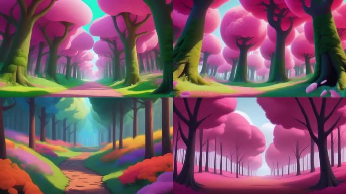 粉色3d森林
