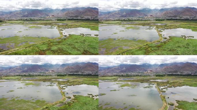 拉鲁湿地航拍 航拍 湿地 拉萨 西藏