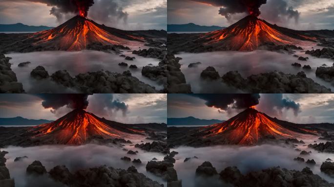 阿纳克喀拉喀托火山爆发和火山灰云