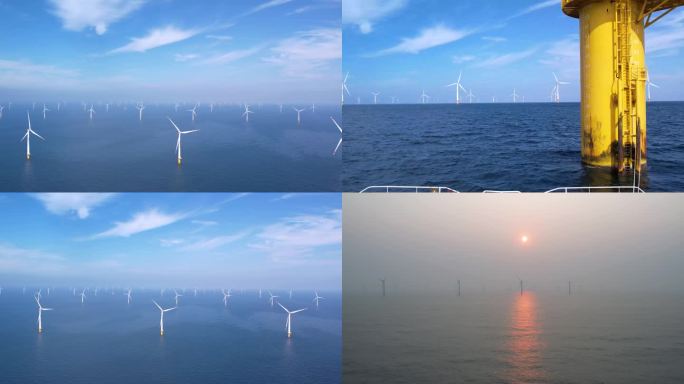 4K海上风力发电场航拍