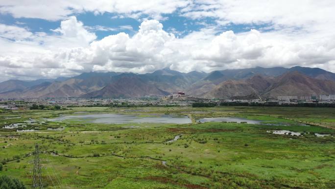 拉鲁湿地航拍 航拍 湿地 拉萨 西藏