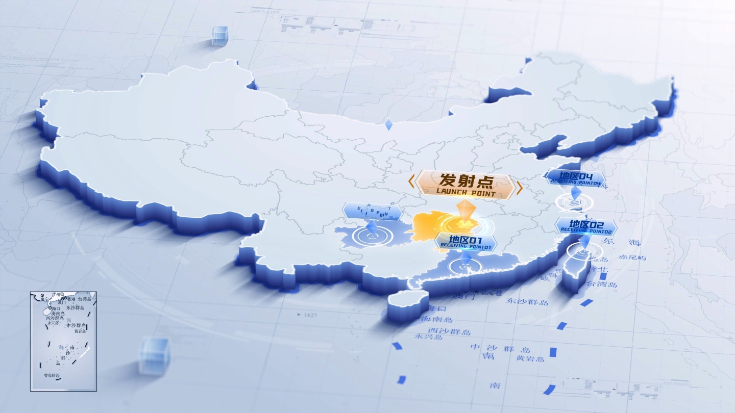 简洁中国地图企业网点辐射布局定位连线