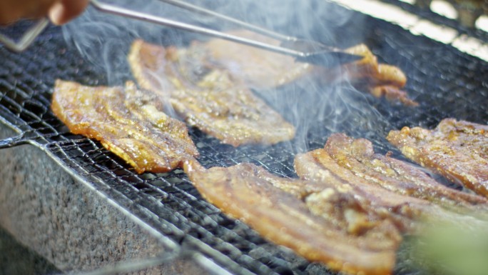 烧烤炭火烤肉熏腊肉