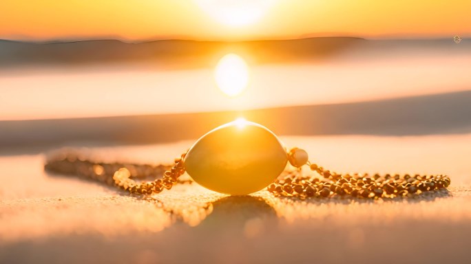 沙滩上的玉石首饰珠宝