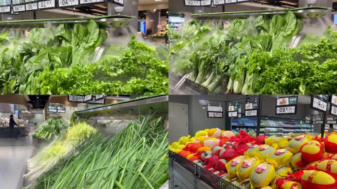 4K实拍超市蔬菜区的新鲜蔬菜