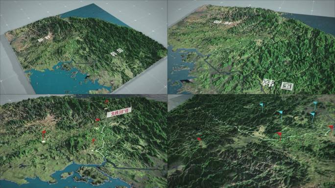 高精朝鲜韩国三八线地图三维3d