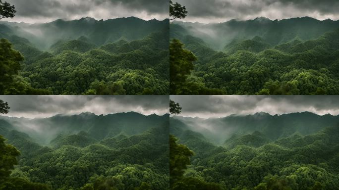 婆罗洲雨林鸟瞰图