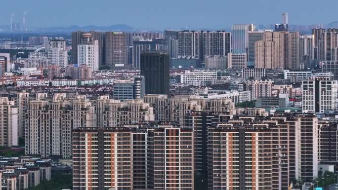 扬州城市空中视角极致压缩感
