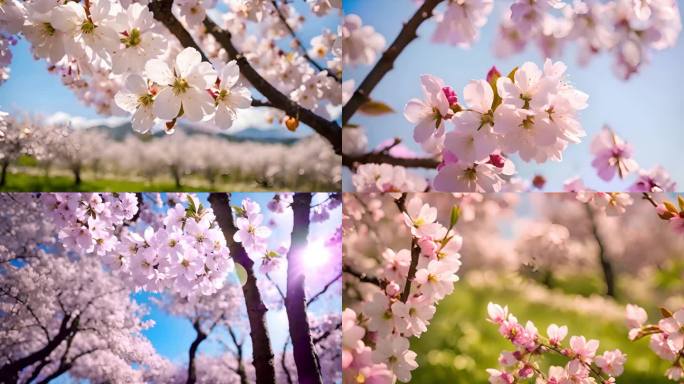 春天春暖花开桃花花朵开花蓝天阳光唯美风景