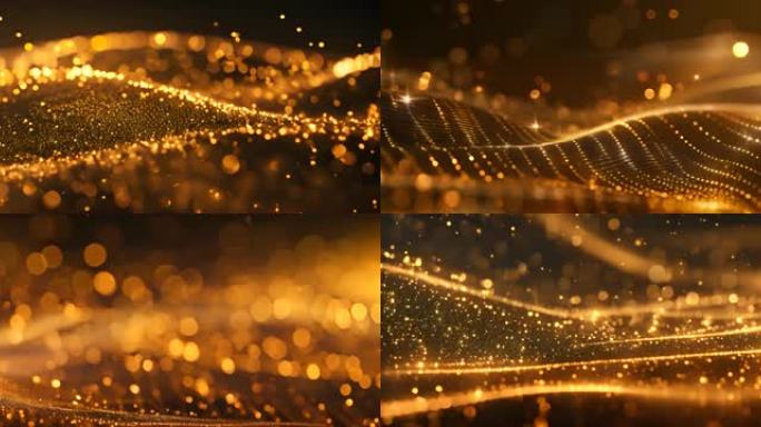 金色科技粒子LED动画视频舞台背景