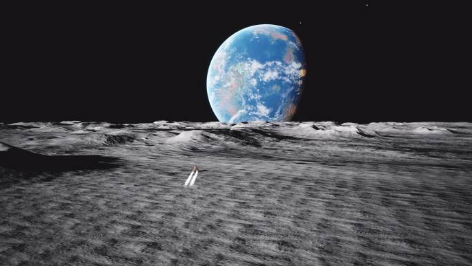 4K月球探索月球表面看地球