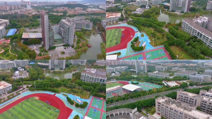 福州福建江夏学院大学城校区航拍校园风景风