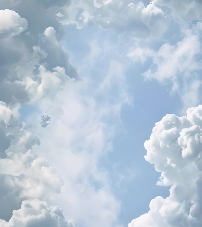 蓝天白云飞机飞过天空4K风景