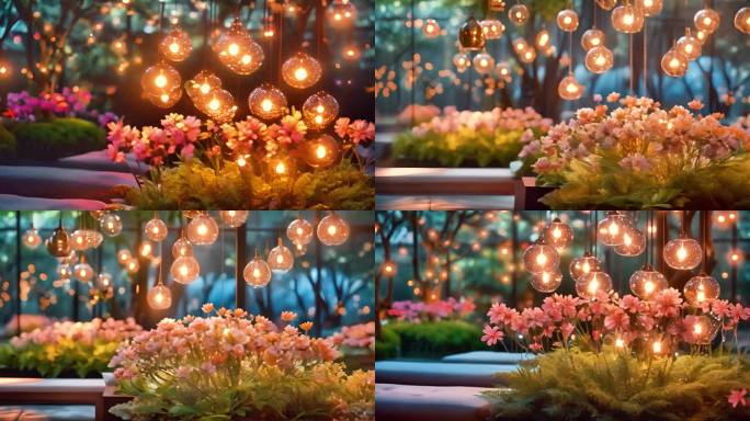花灯浪漫花园绿植光影梦幻温馨氛围装饰2
