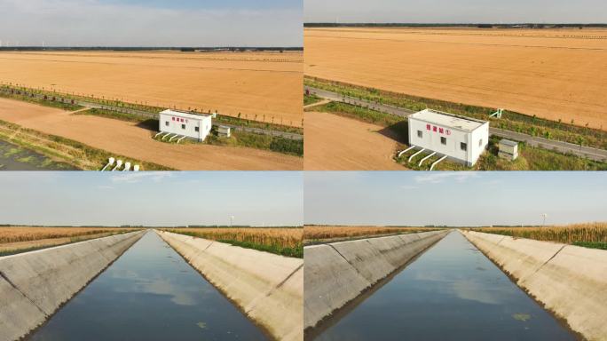 农田麦田中的水利工程