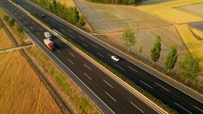 麦田 高速公路 航拍