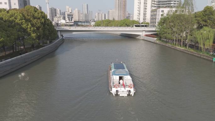 4K-Log-航拍上海州河观光旅游