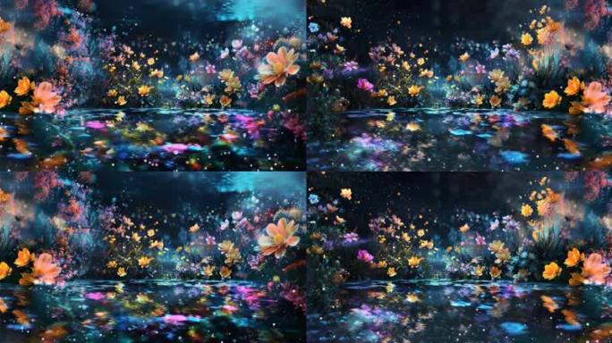 沉浸式花海背景视频宽屏粒子花
