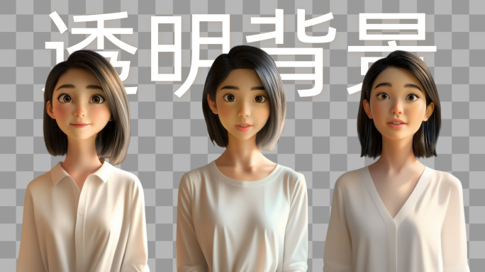 短发白衬衫三维卡通女主播女主持