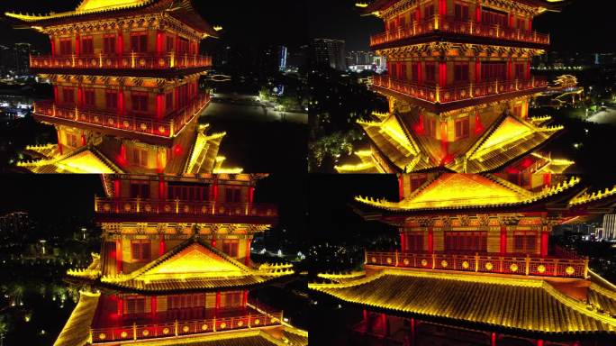 重庆大足香国公园香妃阁灯光夜景风光