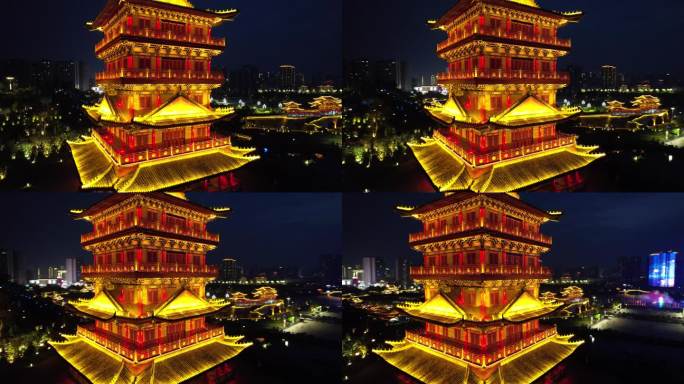 重庆大足香国公园香妃阁灯光夜景风光