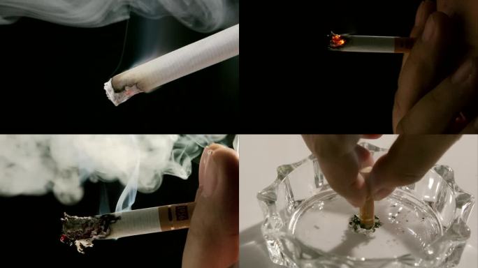 抽烟吸烟特写 危害健康 禁止吸烟 烟灰缸
