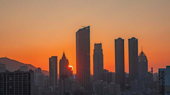 无锡日落延时市中心三阳广场