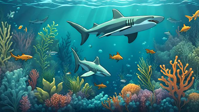 海底鲨鱼凶猛动物