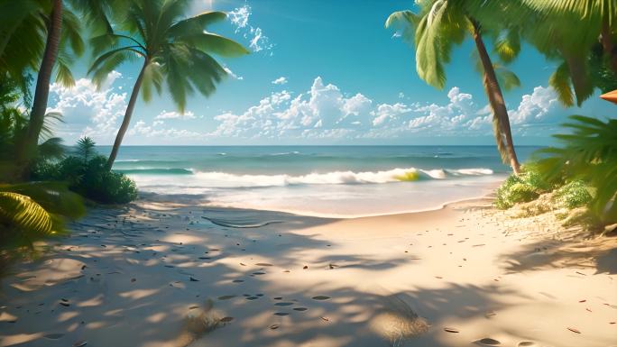 海南三亚海边沙滩椰树椰子树椰林ai素材原