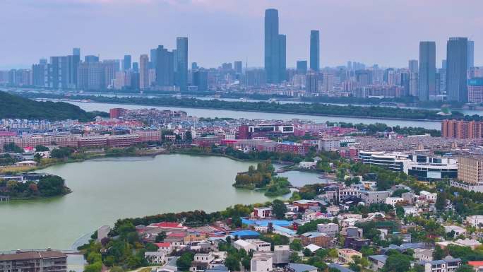 中国长沙后湖国际艺术区湖南长沙岳麓区航拍