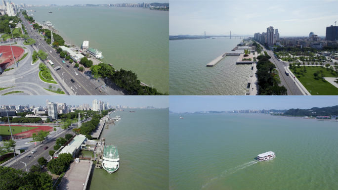 汕头海滨路广场轮渡航拍