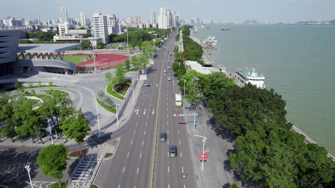 汕头海滨路广场轮渡航拍