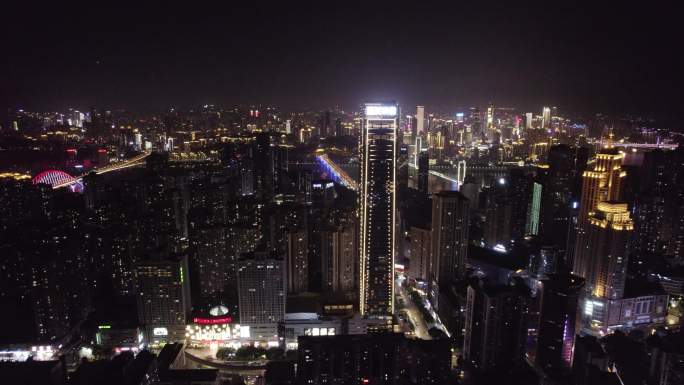 航拍重庆南岸区夜景