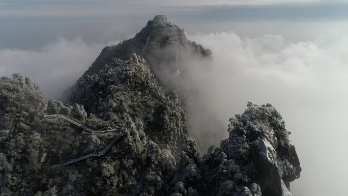 三清山雪景航拍4K高清素材