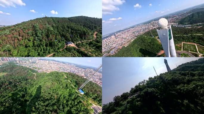 武汉江夏八分山气象雷达塔风景穿越机航拍