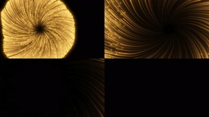 金色粒子拖尾由中心扩散光圈带出转场