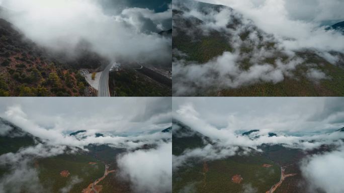 春季云海香格里拉尼西山区原始森林